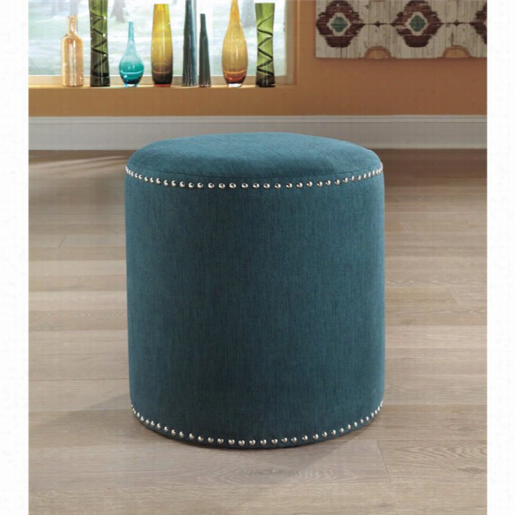 Ashley Revel Microfiber Accent Ottoman In Teal