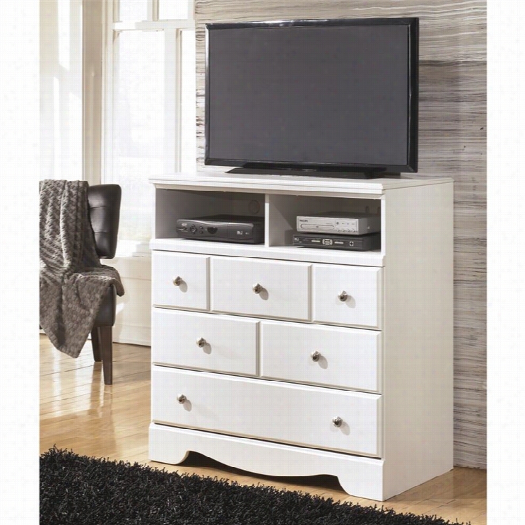 Ashley Weeki 3 Drawer Wood Media Chest In White