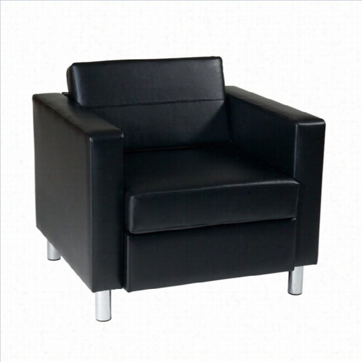 Avenue Six Pacific Leather Club Barrel Chair In Black