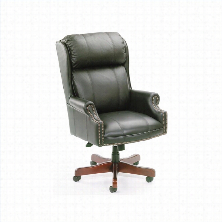 Boss Work Traditional High Move ~ward Office Chair With Mahogany Base