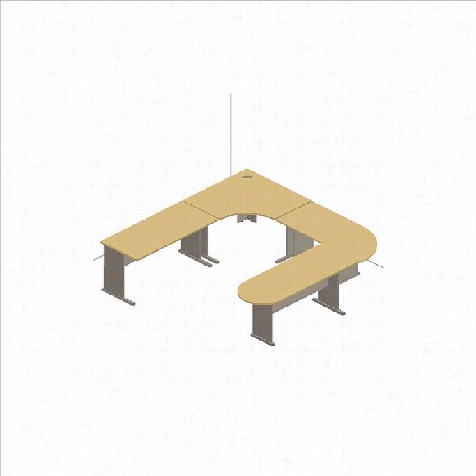 Bush Bbf Series A 5-piece U-shape Corner Desk With Peninssula In Pewter