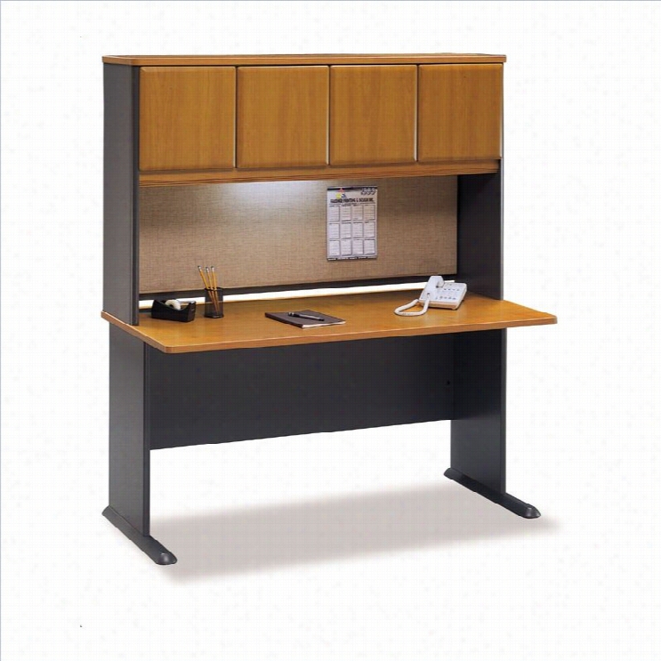 Bush Bbf Series A 60 Computsr Desk With Hutch In Natural Chery