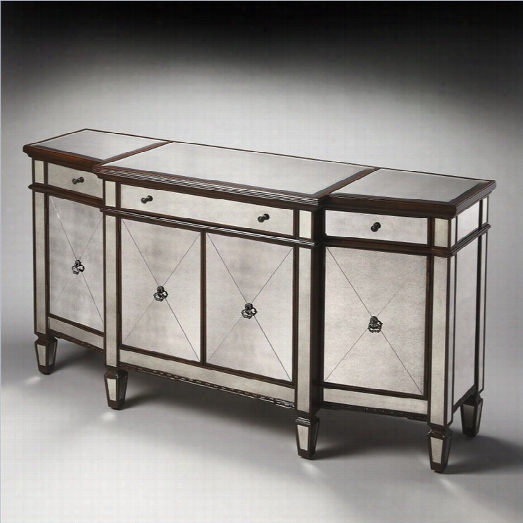 Butlee Specialty Masterpiece Celeste Mirrored Buffet Ni Mahogany