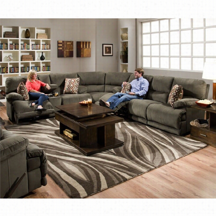 Catnapper Riley Fabric Power Reclining Sectional In Charcoal