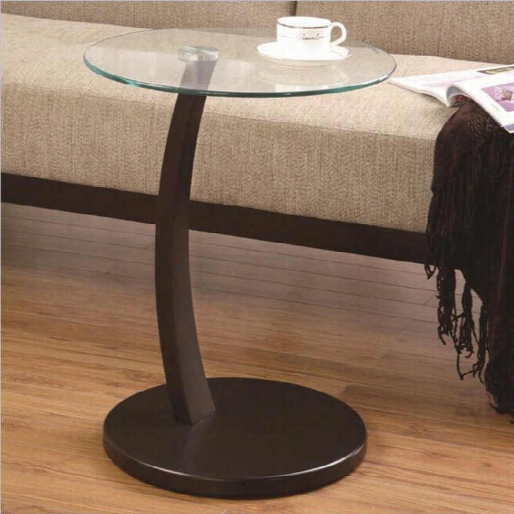 Coaster Accent Flat With Roud Glass Tablee Top In Dark Brown