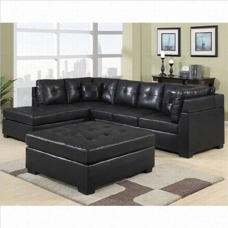 Coaster Darie Leather Sectional Sofa With Left-side Chaise In Black