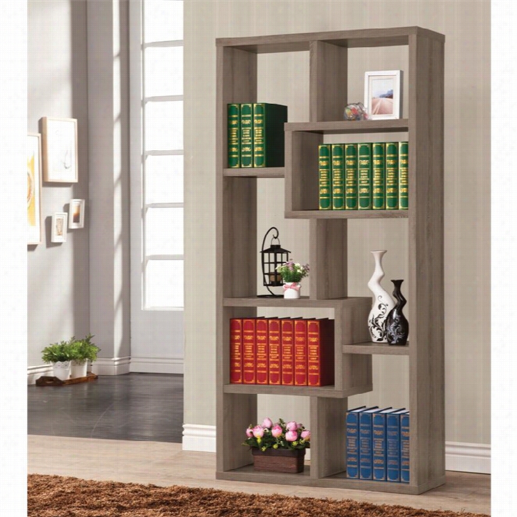 Coaster Open Back Bookcase In Dark Grey