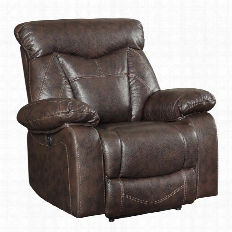 Coaster Zimmerman Faux Leather Pow Er Recliner In Concealment Brown