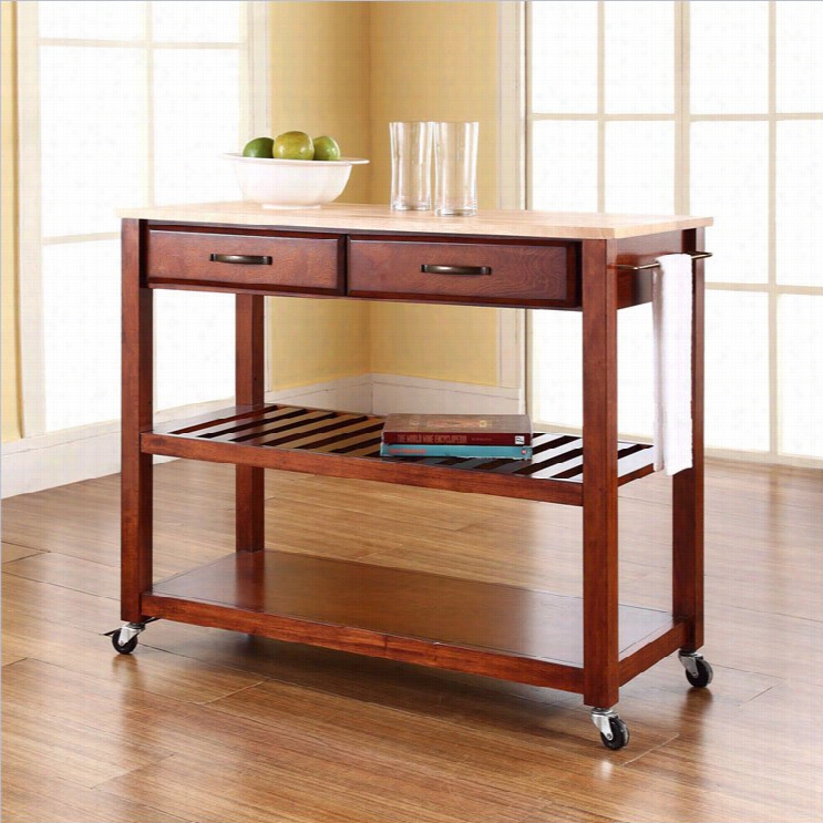 Crosley Kitchen Cart  Island Natural Wood In Classic Cherry