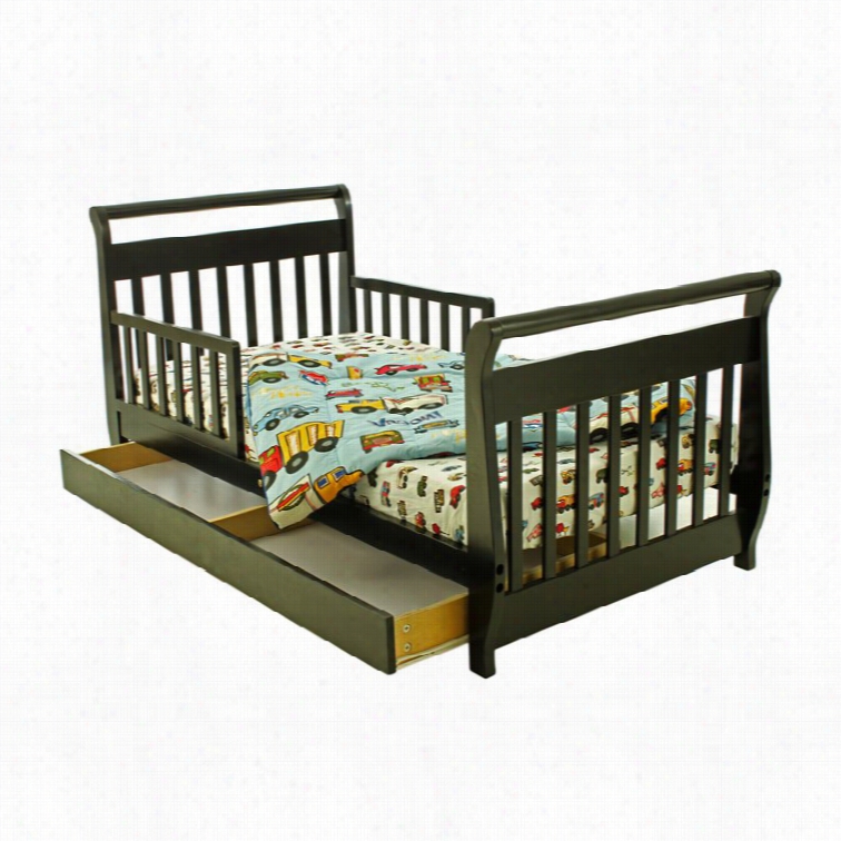 Dream On Me Sleight Oddler Bed With Storage Drawer In Black