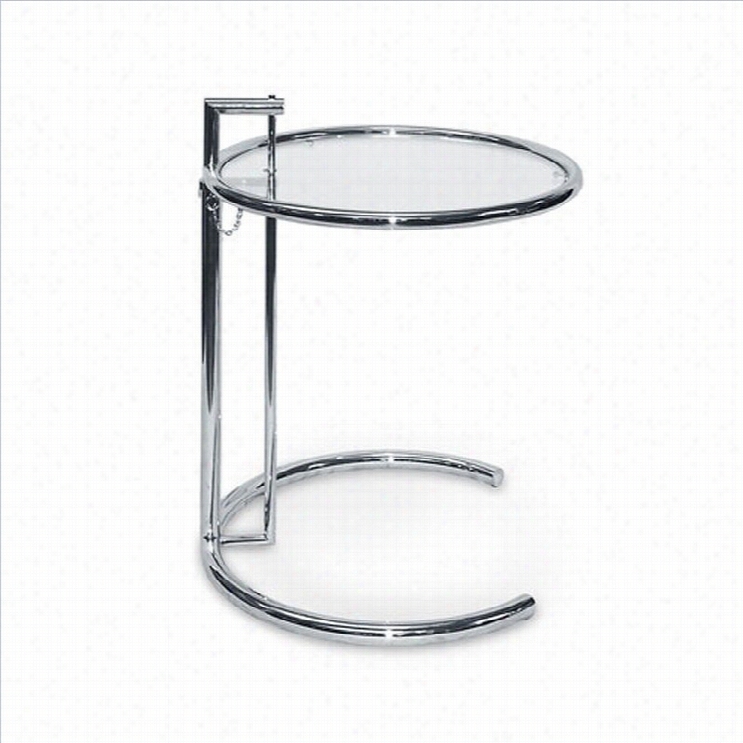 Eurostyle Teardrop Glass Top Side Table In Chrome