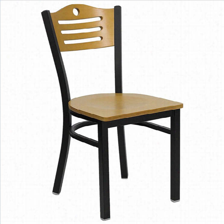 Flash Furniture Hercules Black Slat Back Metal Restaurant Dining Chair