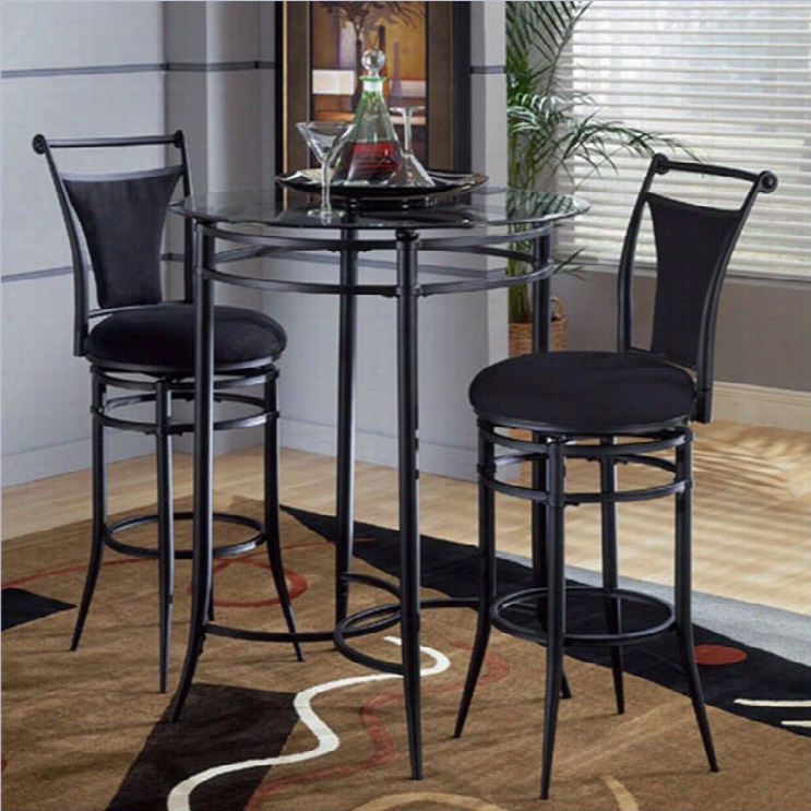 Hillsdale Cierra Mix-n-match 3pc Pub Table Set With Stoolss In Black