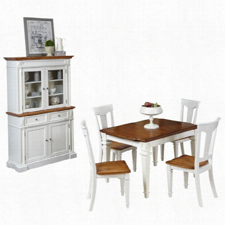Home Styles Americana 6 Picee Dining Set In White Oak