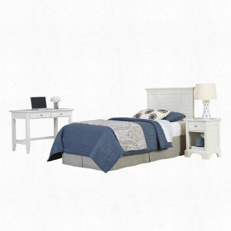 Home Styles Naples Twin Headboard 3 Piece Bedroom Set In White