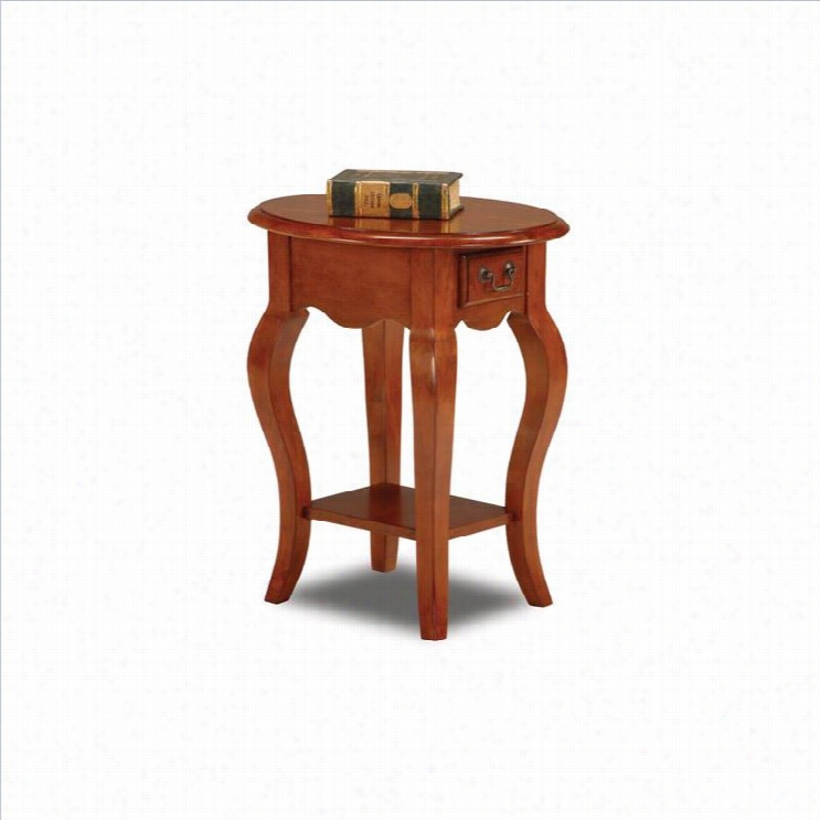 Leick Furniture French  Oval End Table In Brown Cherry Finish