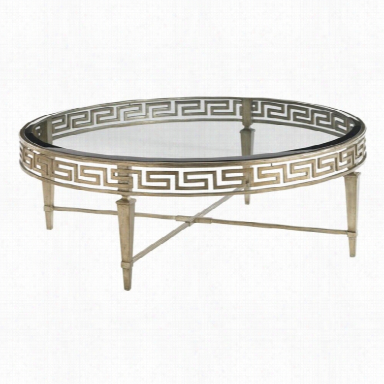 Lexington Tower Place Deeerfield Round Glass Coffee Table In Gold Leaf