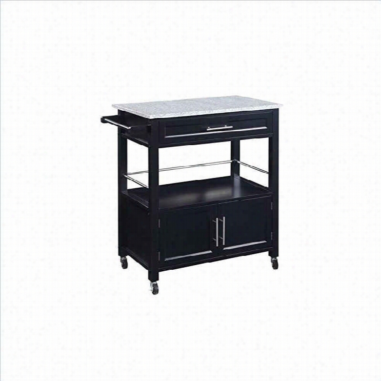 Lino N Cameron Kitchen Cart With Granite Top In Black