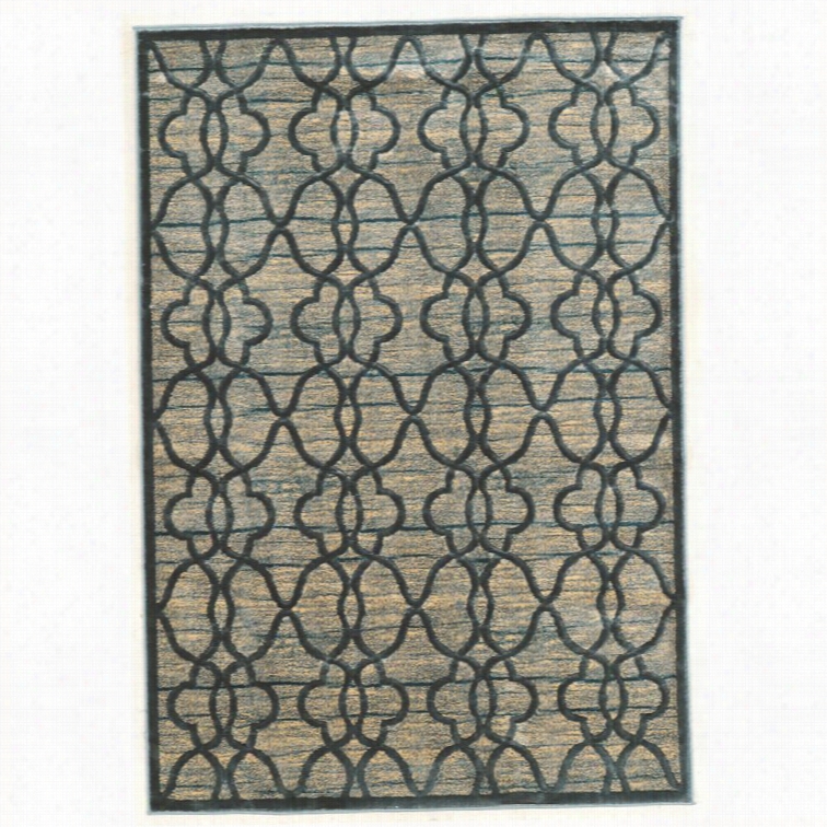 Linon Platinum Raw Iron 2' X 3' Rug In Blue A Nd Cream