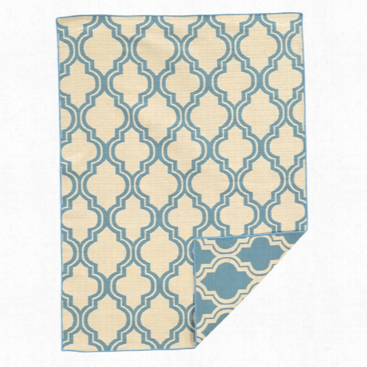 Linon Saloniki 5' X 8' Quatrefoil Wool Rug In Light Blue