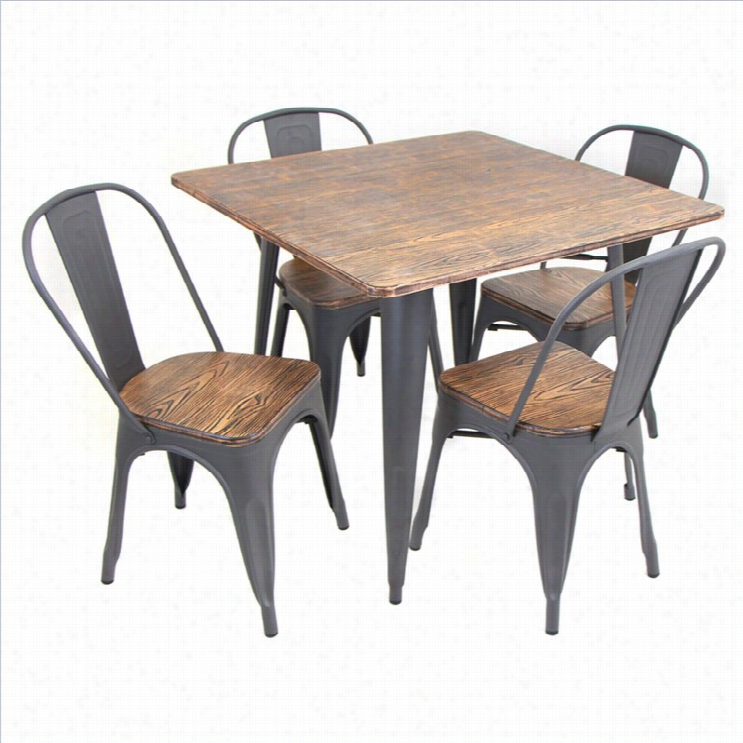 Lumisource Oregon 5-piece Dining Set N Gray