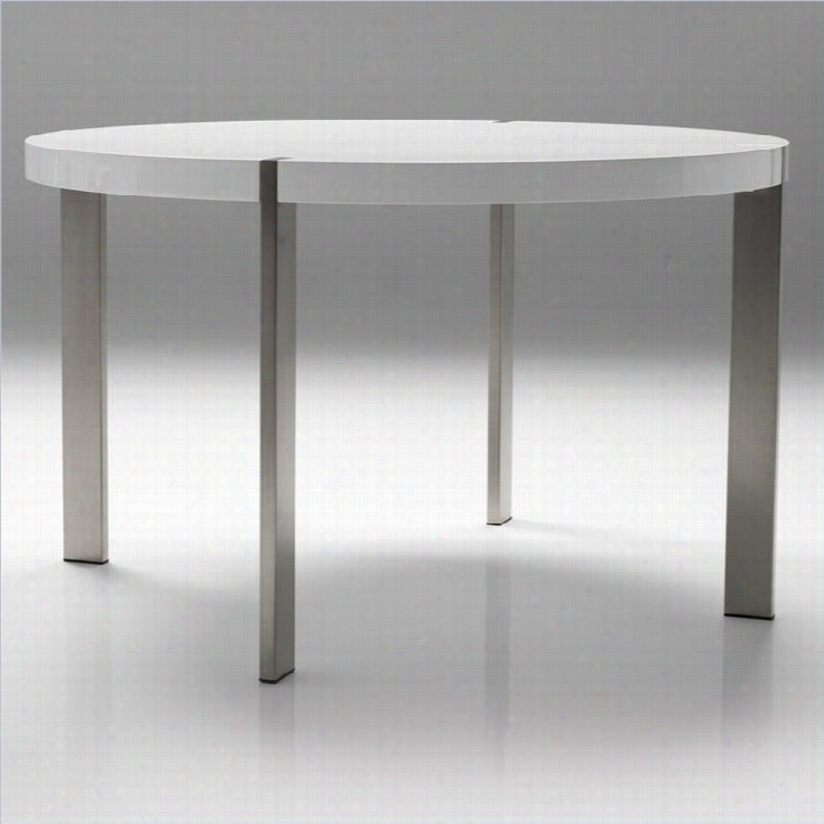 Mobital Voom Dining Table Round In Capital Gloss White