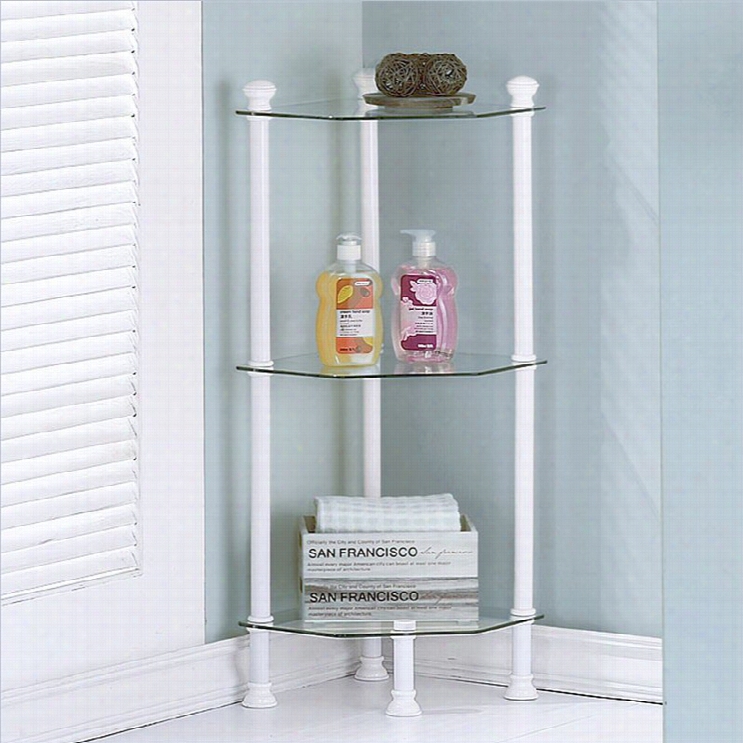 Monarch 33 Part Etagere In White W Ith Tempered Glass