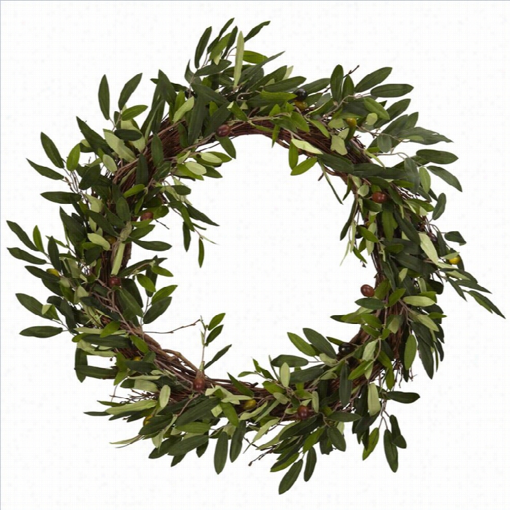 Neearly Natural 20 Olive Wreath In Green