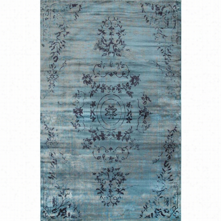 Nullooj 7'8 X 9'6 Vintage Viscose Emmer Area Rug In Marine