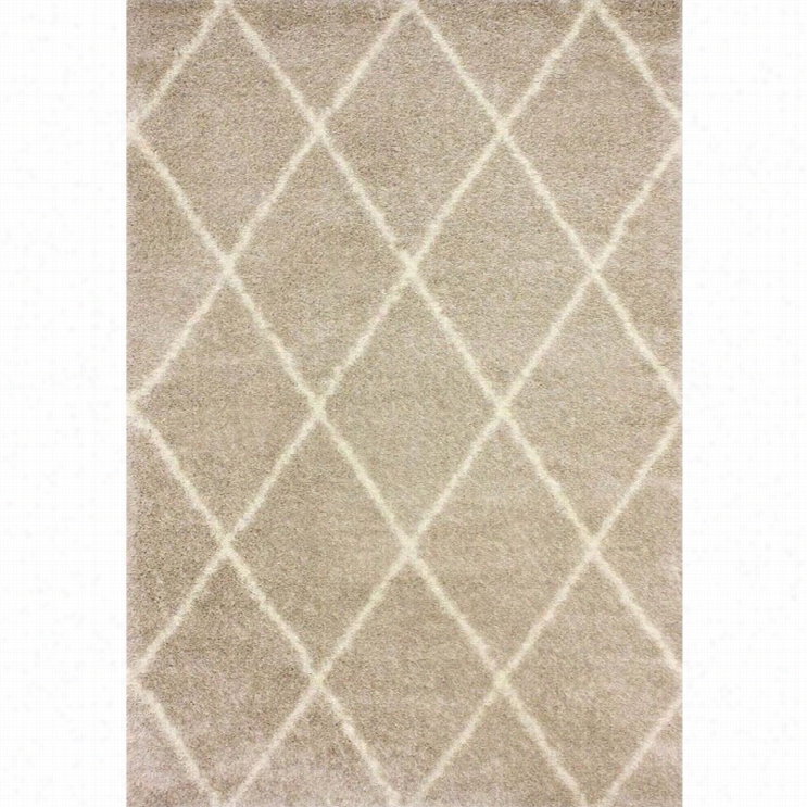 Nulkom8' X 10' Machine Made Brilliant Shag Rug In Beige