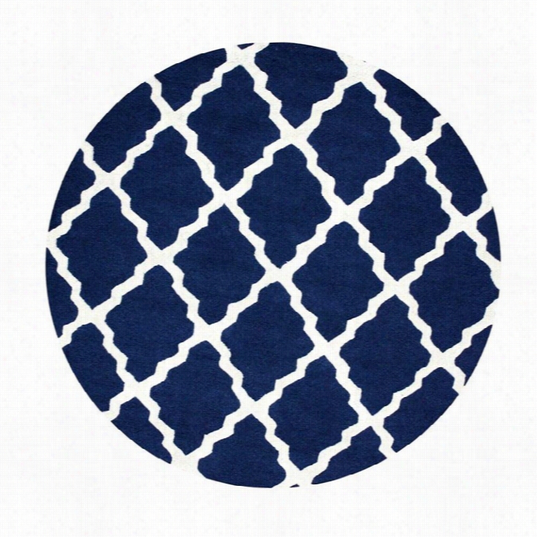 Nuloom 8' X 8' Hand Hooked Marrakech Trellis Round Rug In Ships Of War Blue