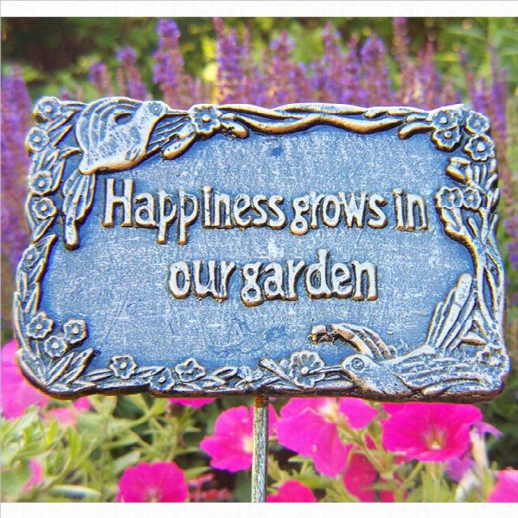 Oak Land Living Garden Marker Happiness Grows In Or Garden In Antique Pewter