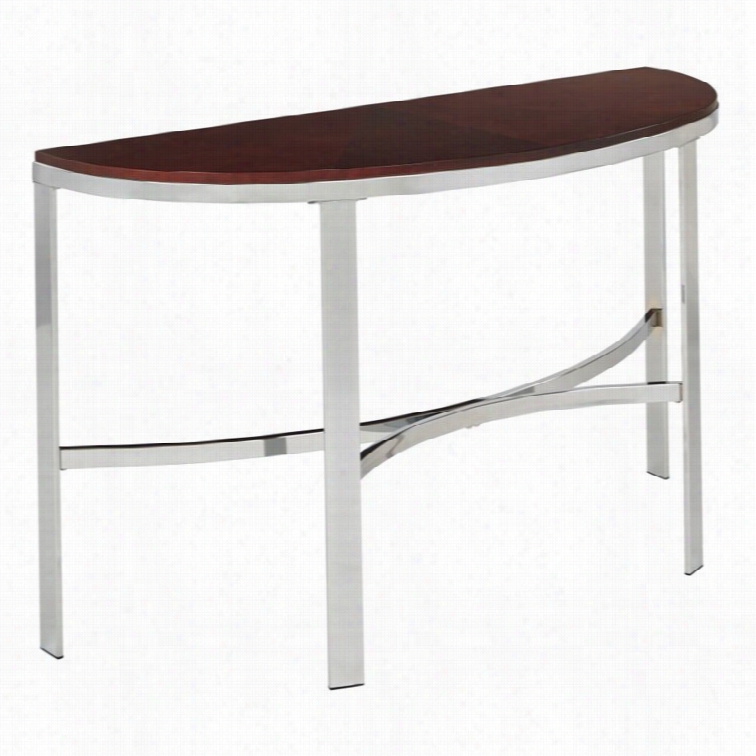 Office Star Aalxandria Meetal Conso Le Table With Cherry Finish Top