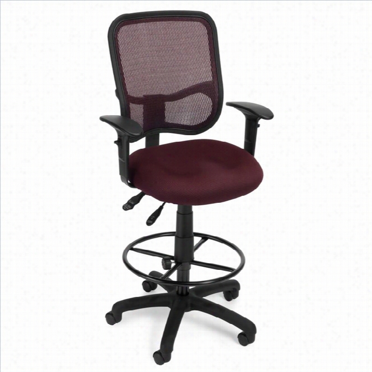 Ofm Comfort Sereis Ergonomic Employment Drafting Chair With Arms Draft Kit In Wine