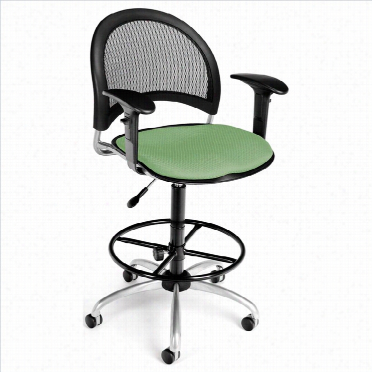 Ofm Moon Siwvel Drafting Chair Withh Arms And Drafting Kit In Sage Green