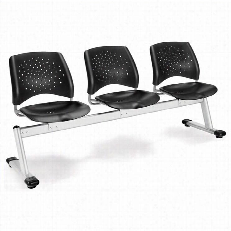 Ofm Star 3 Plastic Beam Seating With Seats In Black