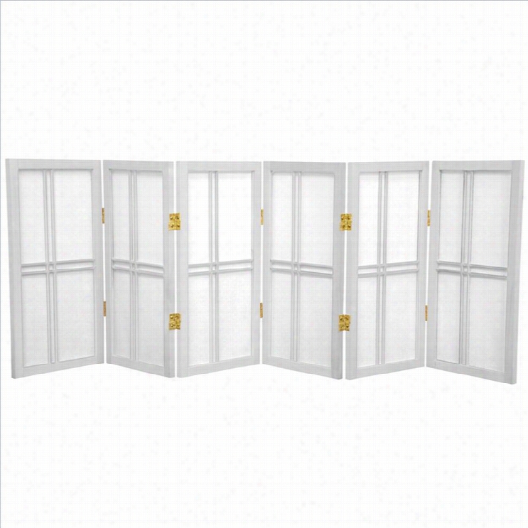 Oriental Desktop Double Cross 6 Panels Shoji Screen In White