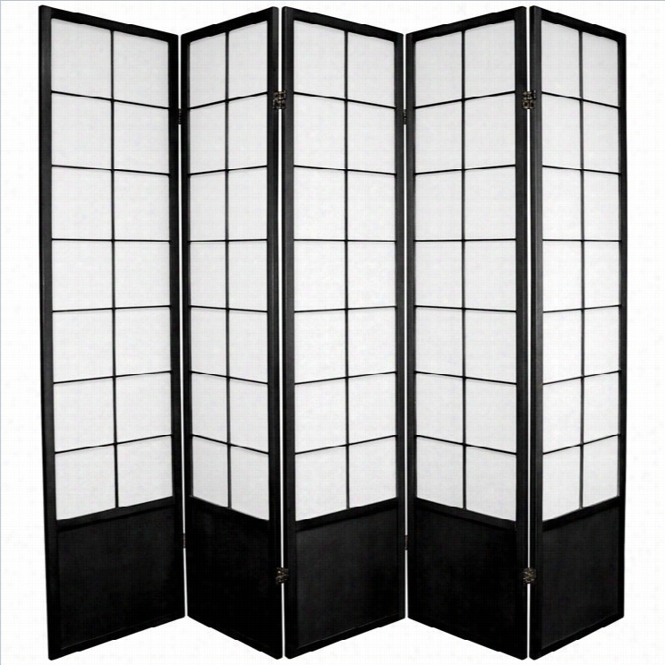 Oriental Furniture Five  Panel Zen Shoji Room Distributer In Black