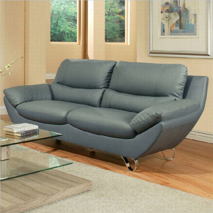 Pastel Furniture Mableton Leather Sofa In Gray