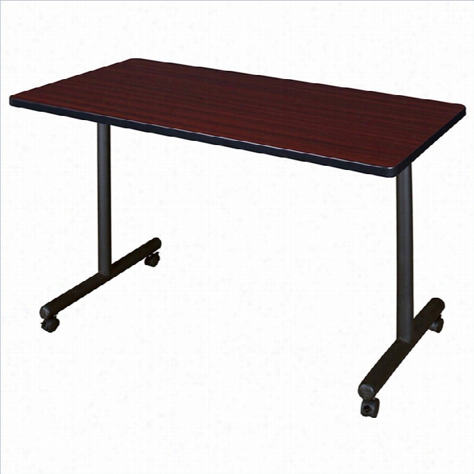 Regency Mobile Rectangular Training Table With Kobe Base In Mahogany-42