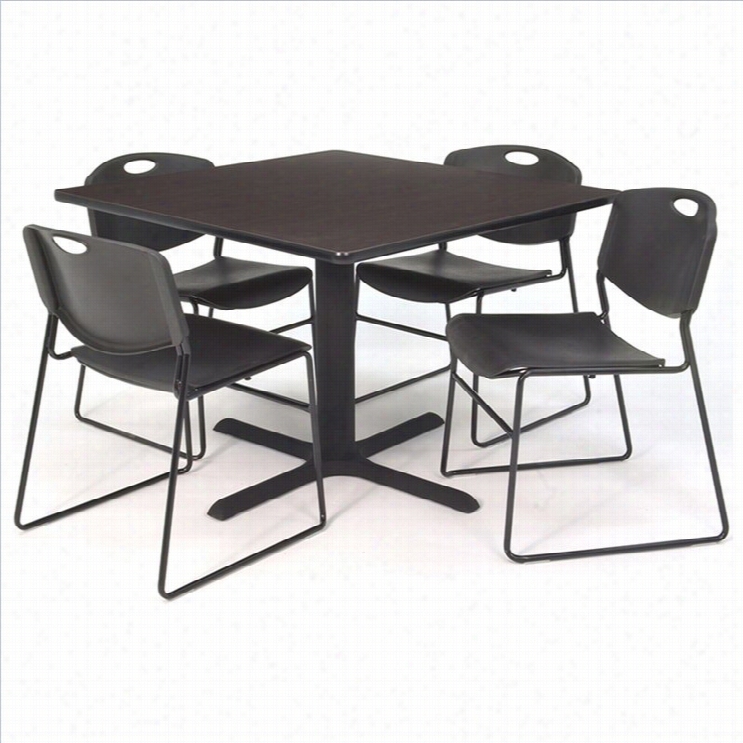 Regency Squaare Table With 4 Zeng Stack Chairs In Walnut And Black-30