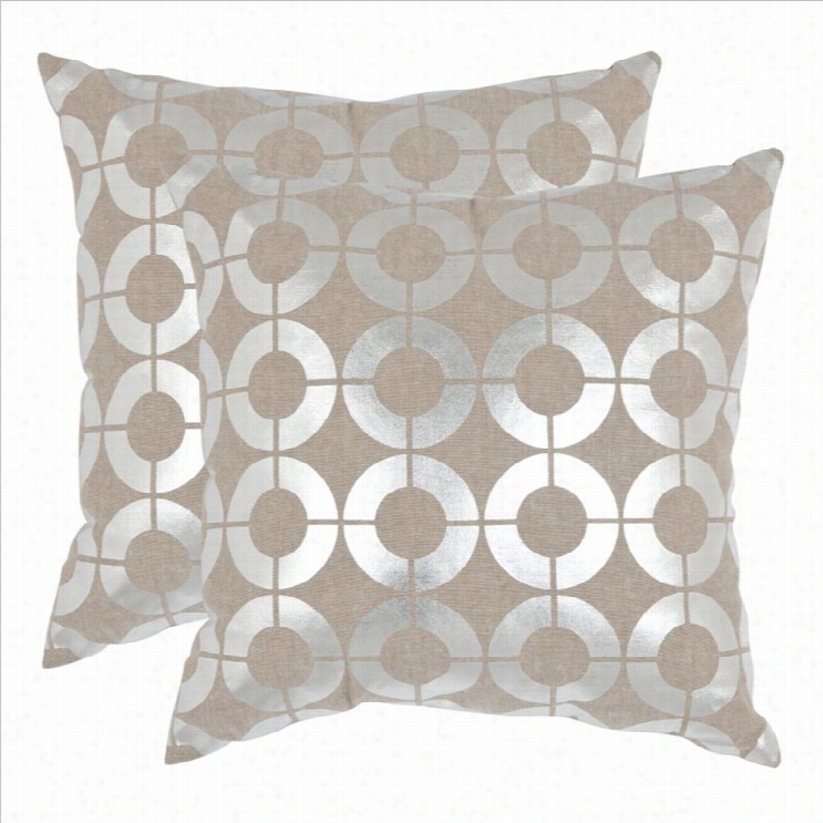 Safavieh Bailey Pillow 22-inch Decorative Pillows In Siver (set Of 2)