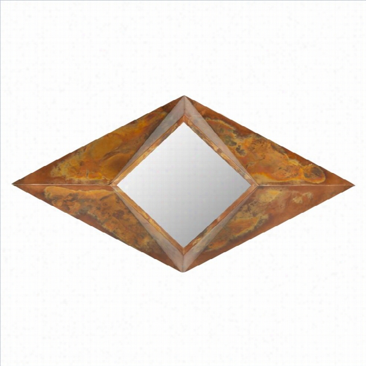 Safavieh Diamond Iron Glass And Wood Mirror In Copper
