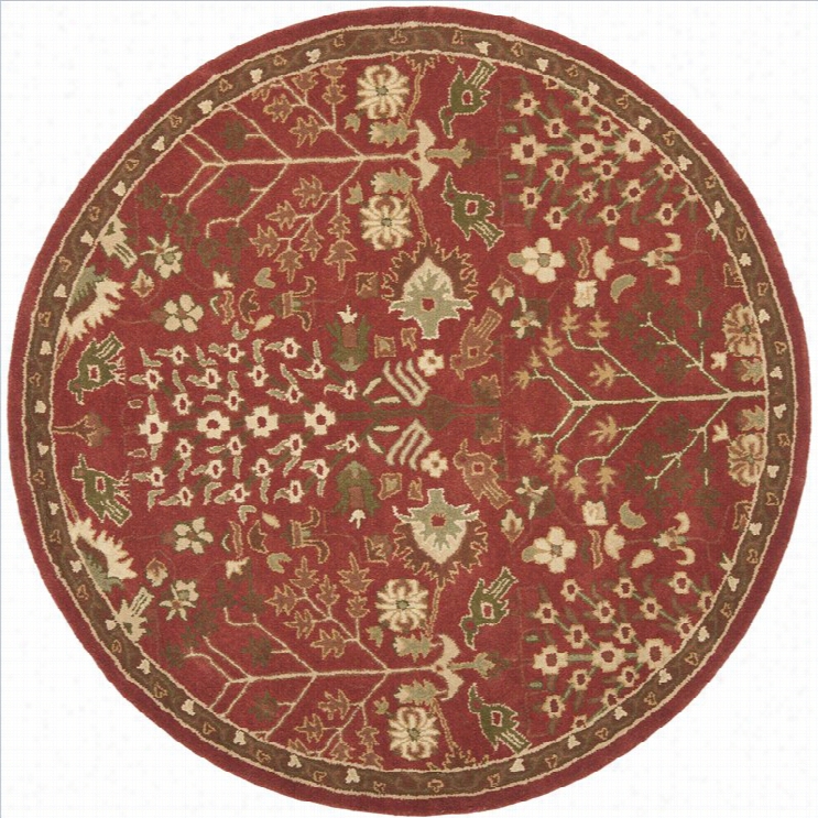 Safavieh Heritage Round Rug In Red / Greeb