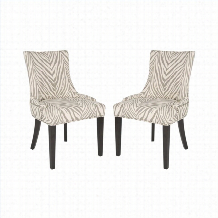 Saravieh Lester Dining Chair In Grey Zebra (set Of 2)