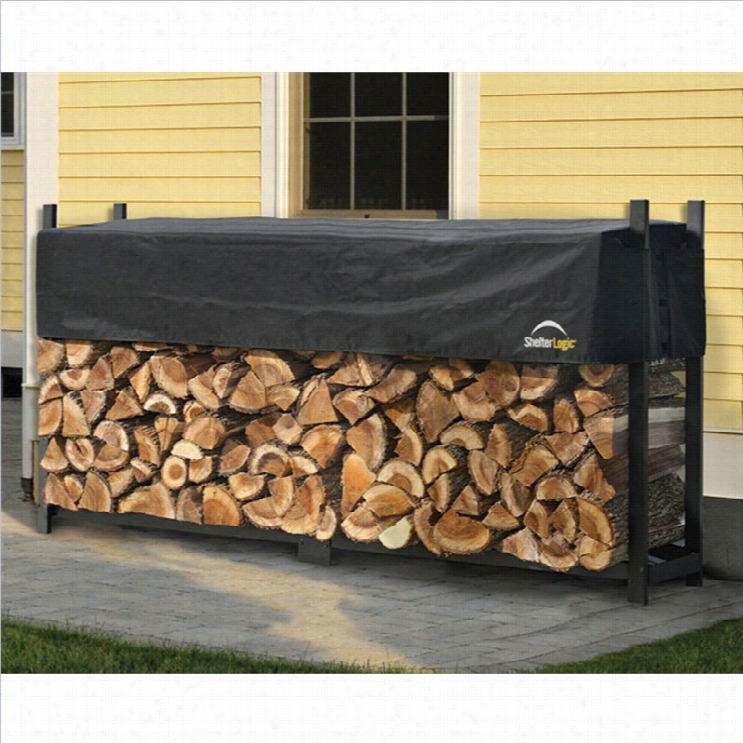 Shelterlogic 8' Bring Into Use Firewood Rack With Overspread In Black