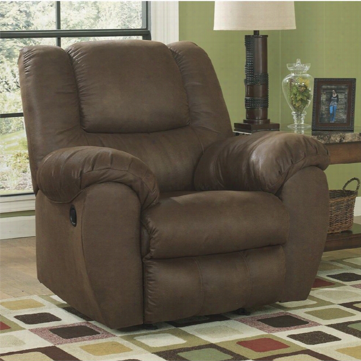 Signature Design By Ashley  Furnitur E Quarterbackk Microfiber Rocker Recliner In Canyon