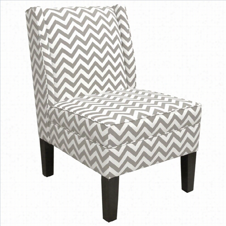 Skyline Furniture Cotton Slipper Wingback Chair In White Geometric Pattern