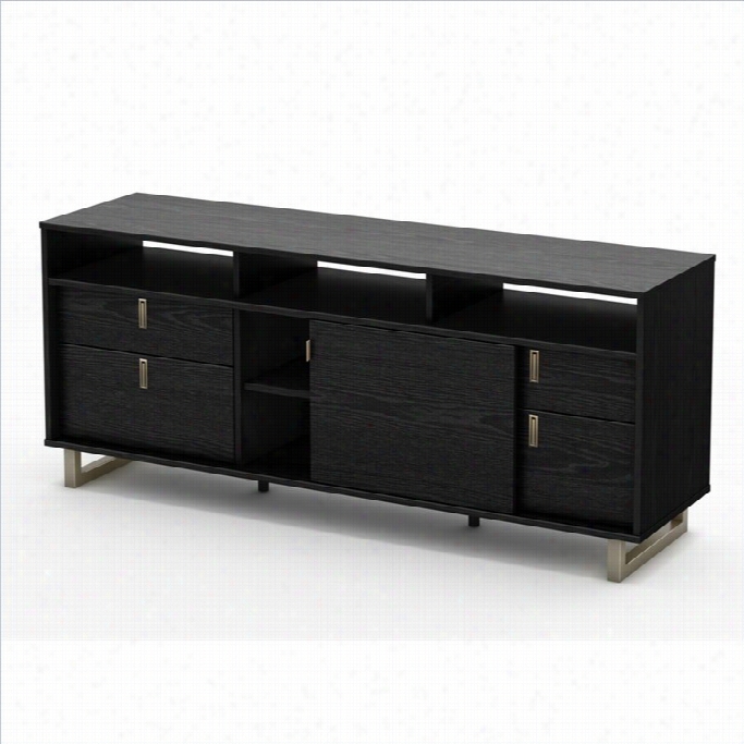 South Shore Uber Cottage 61 Tv Stand In Black Oak