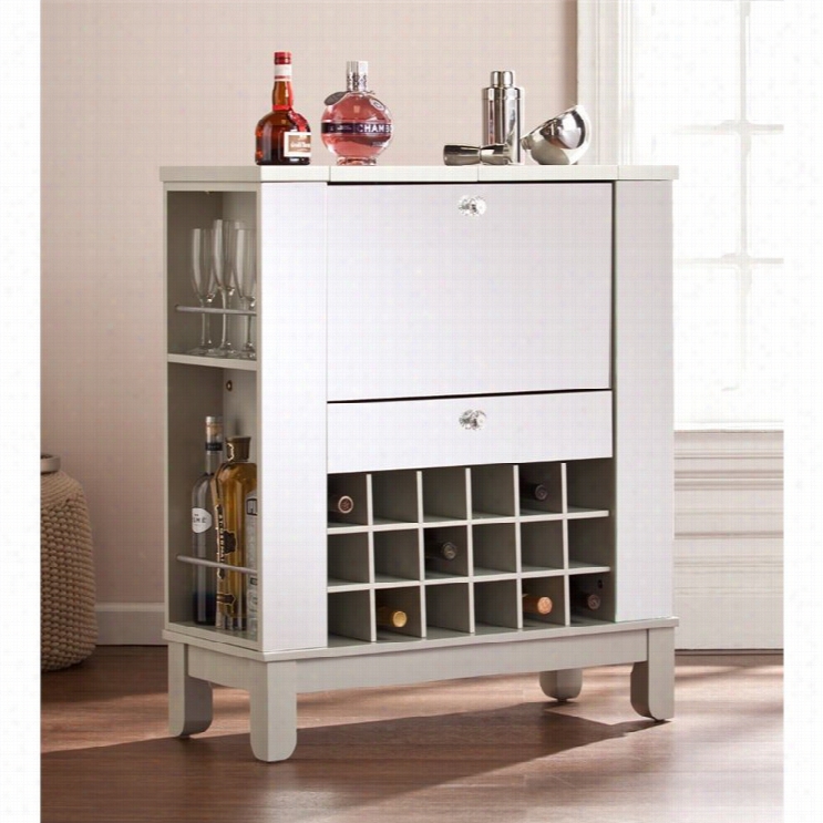Southern Enterprisea Mirage Mirrored Wine And Bar Cabineet In Silver